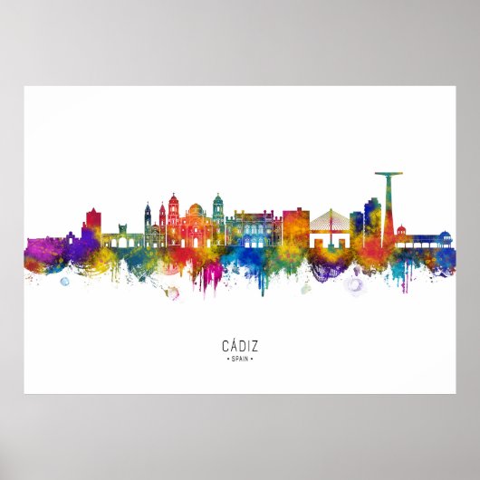 Poster Cádiz Espagne Skyline (Devant)