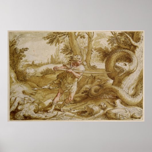 Poster Cadmus sur le point d'attaquer un dragon (Devant)