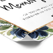 Poster Cadre d'arche fleuri rose Navy en souvenir (Coin)