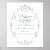 Poster Cadre de Bienvenue de Mariage de Shower de Bleu Fr (Devant)