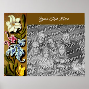 Poster Cadre de bordure florale Personnalisé Ajouter votr