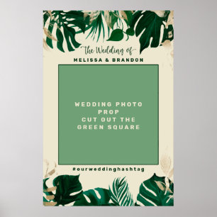 Poster Cadre de borne photo de mariage tropical moderne