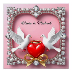 Poster 💍 Cadre de cœur romantique pour cadeau de décorat