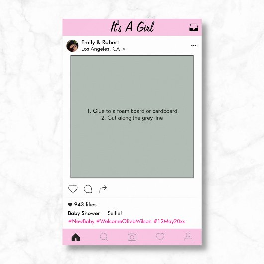 Poster Cadre de décor pour photobooth de fête pour bébé f