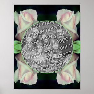 Poster Cadre de fleur de bourgeon de rose rose Créer votr