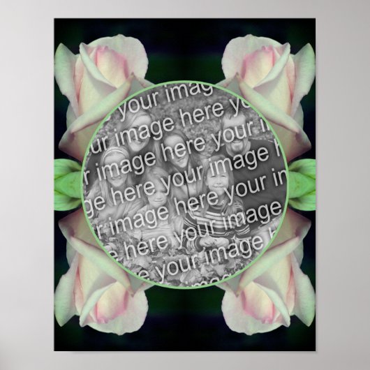 Poster Cadre de fleur de bouton de rose rose Créer votre  (Devant)