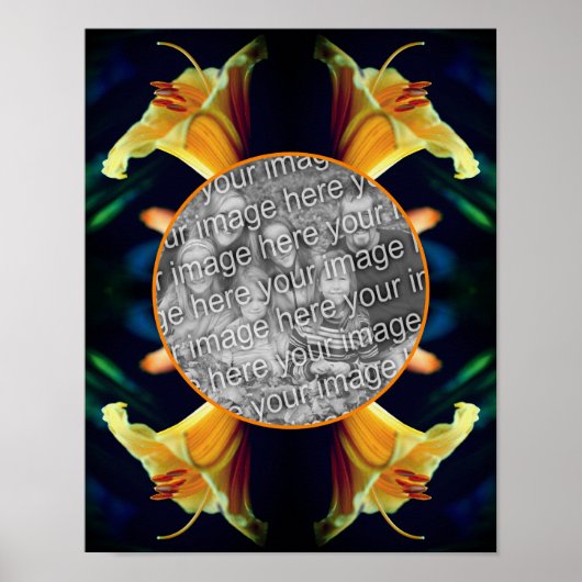 Poster Cadre de fleur de lily jaune Créez votre propre ph (Devant)