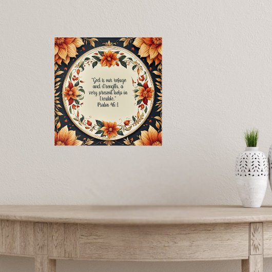 Poster Cadre de fleurs d'automne Versets bibliques 