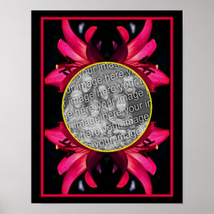 Poster Cadre de fleurs rouges Lily Créez votre propre pho