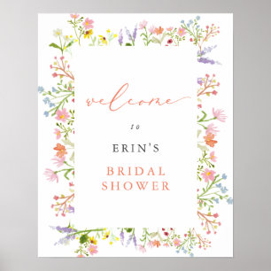 Poster Cadre de fleurs sauvages rustique pour la bienvenu