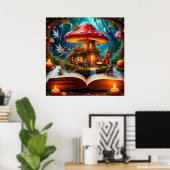 Poster Cadre de forêt enchantée avec fées (Bureau à domicile)