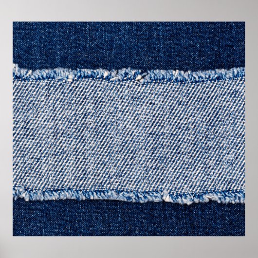 Poster Cadre de jean bleu denim fringé. (Devant)