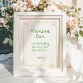 Poster Cadre de mâchoire rose verte Mimosa Bar manuscrit