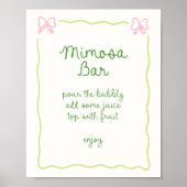 Poster Cadre de mâchoire rose verte Mimosa Bar manuscrit (Devant)