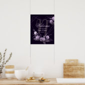 Poster Cadre de mariage Bienvenue Fleur violette pour la  (Cuisine)