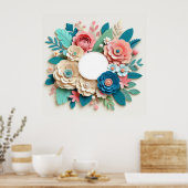 Poster Cadre de mariage floral (Cuisine)
