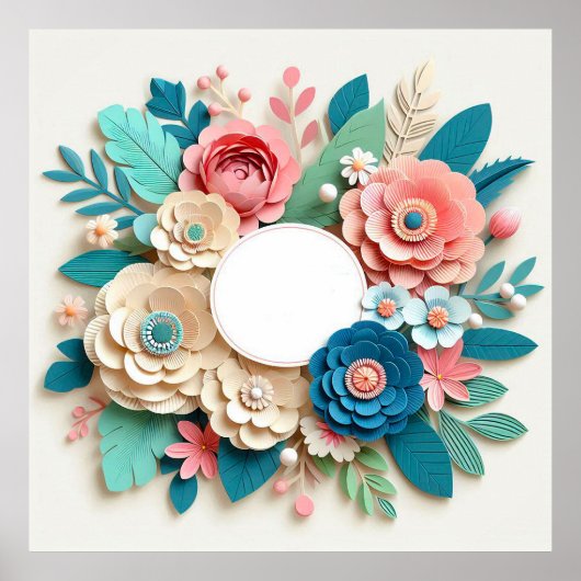 Poster Cadre de mariage floral (Devant)