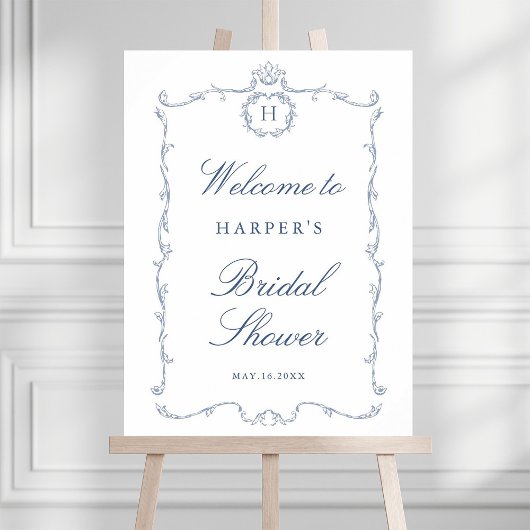 Poster Cadre de mariage français classique moderne Bleu p