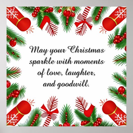 Poster Cadre de Noël festif avec Branches de pin (Devant)