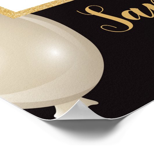 Poster Cadre de photo d'anniversaire chic en rose, or et (Coin)