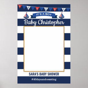 Poster Cadre de photo pour Baby Shower « Ahoy C'est un ga