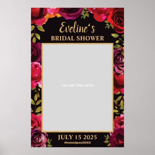 Poster Cadre de Photo Prop Boho Marsala Roses Rouge Foncé (Devant)