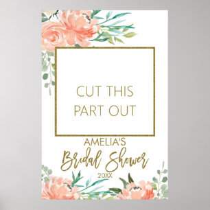 Poster Cadre de photobooth de mariage floral aux pêches