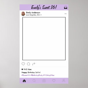 Poster Cadre de photomaton de props pour fête de 16 ans Q