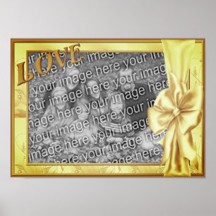 Poster Cadre de ruban en satin Love Ajoutez votre photo 