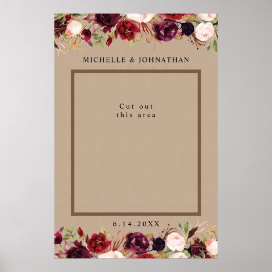 Poster Cadre de selfie pour photo de fleurs en Kraft rust (Devant)