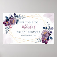 Cadre doré aux motifs floraux violets et bleus