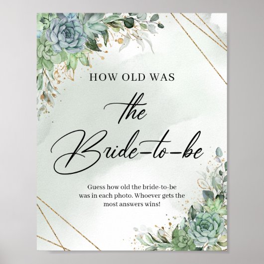 Poster Cadre doré avec succulentes Quel âge avait la futu (Devant)