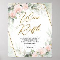 Cadre doré florale verdure rose bohème Tombola Vin