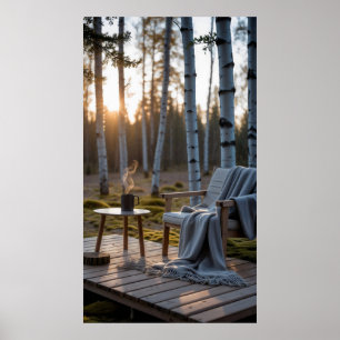 Poster cadre extérieur avec terrasse minimaliste en bois