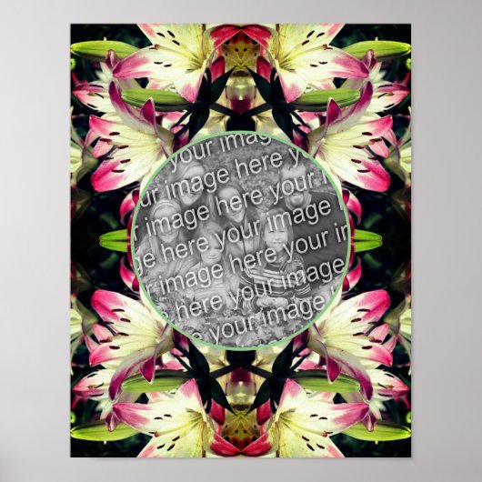 Poster Cadre Fleurs Lys Rouge Et Blanc Ajouter Votre Phot (Devant)