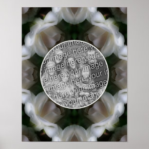 Poster Cadre Fleurs Roses Blanches Ajouter Votre Propre P