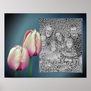 Poster Cadre Fleurs Tulipes Roses Ajouter Votre Photo