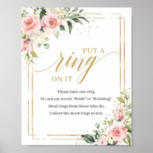 Poster Cadre floral or floral flush mettre une bague sur