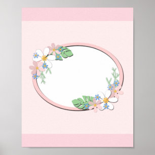 Poster Cadre floral rose rond enfants ressort personniza