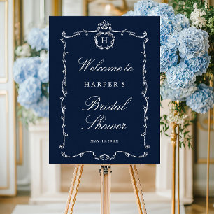 Poster Cadre français moderne classique Mariage Bleu mari