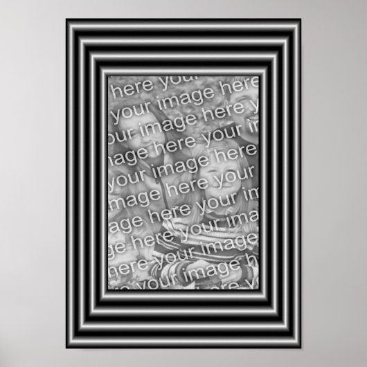 Poster Cadre Frontal Noir Et Argent Ajouter Votre Photo (Devant)
