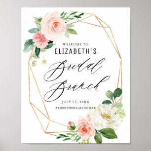 Poster Cadre Géométrique Bienvenue Brunch Mariage Floral