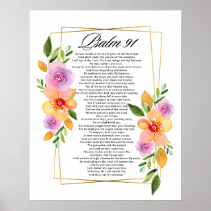 Poster Cadre géométrique floral Psalm 91