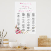 Poster Cadre géométrique Or rose Floral (Cuisine)