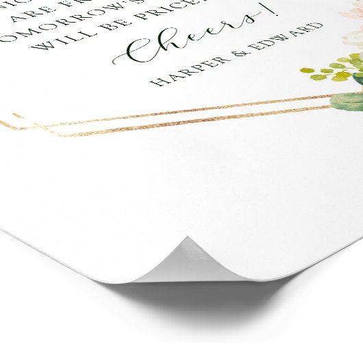 Poster Cadre Hexagone Or Fleur Blanche Flexible Open Bar (Coin)