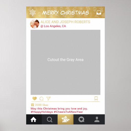 Poster Cadre Instagram doré pour Photobooth de fête de No (Devant)