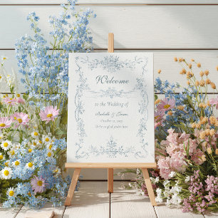 Poster Cadre Mariage bleu vintage