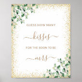 Poster Cadre Or Feuilles de verdure Combien de baisers je (Devant)