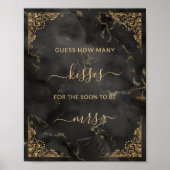 Poster Cadre Or Marbre Noir Combien de Baisers Jeu (Devant)