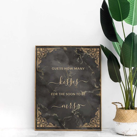 Poster Cadre Or Marbre Noir Combien de Baisers Jeu